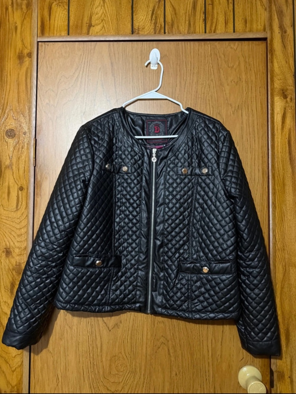 Dollhouse Quilted Black Jacket with Gold-Tone Buttons